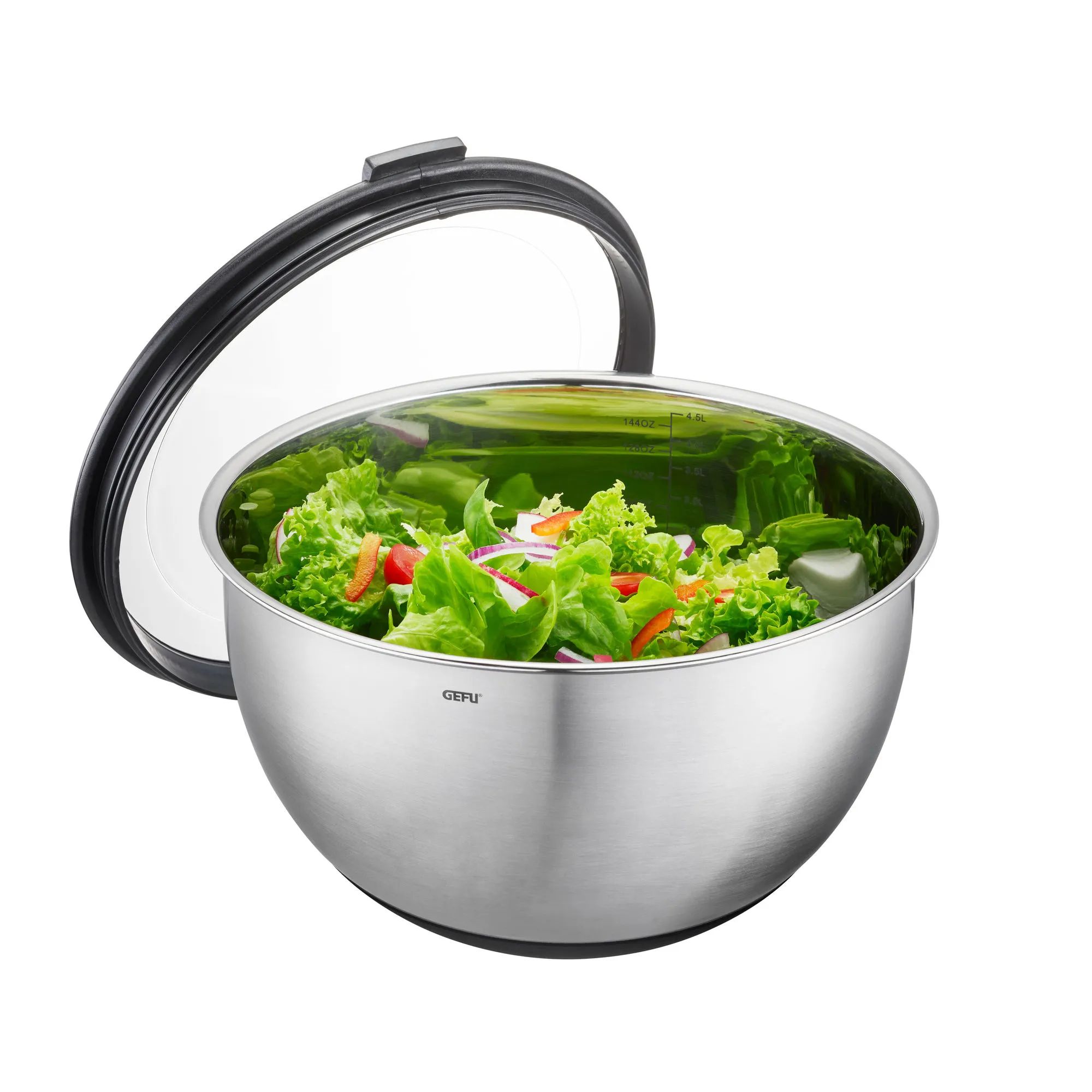 Кухонная миска из нержавеющей стали с пластиковой крышкой Muovo, 1 л, 16 см, стальной