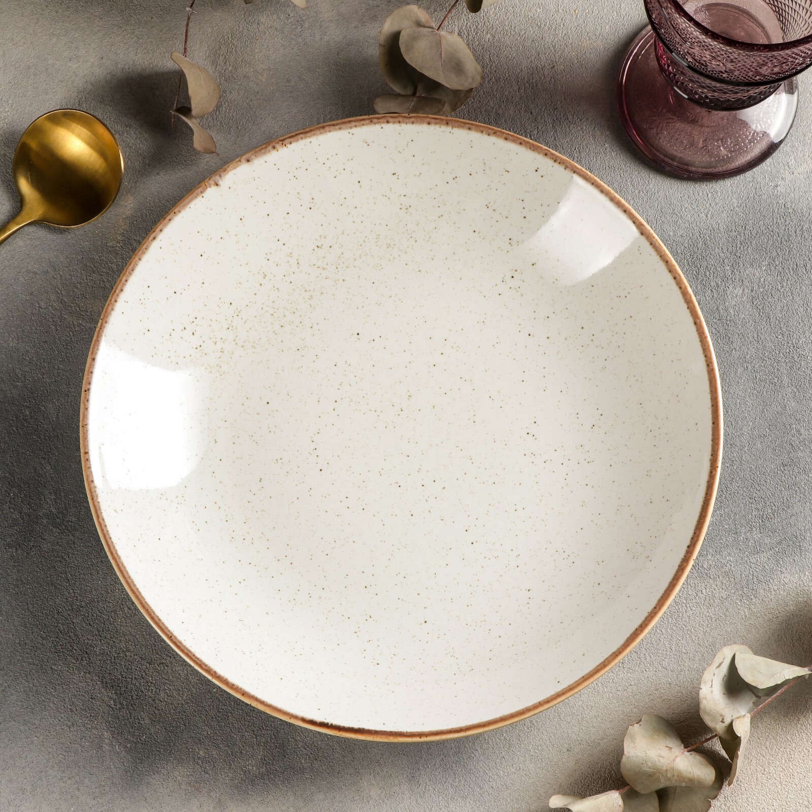 Фарфоровая глубокая тарелка Миндаль, 22 см, бежевый (Almond)